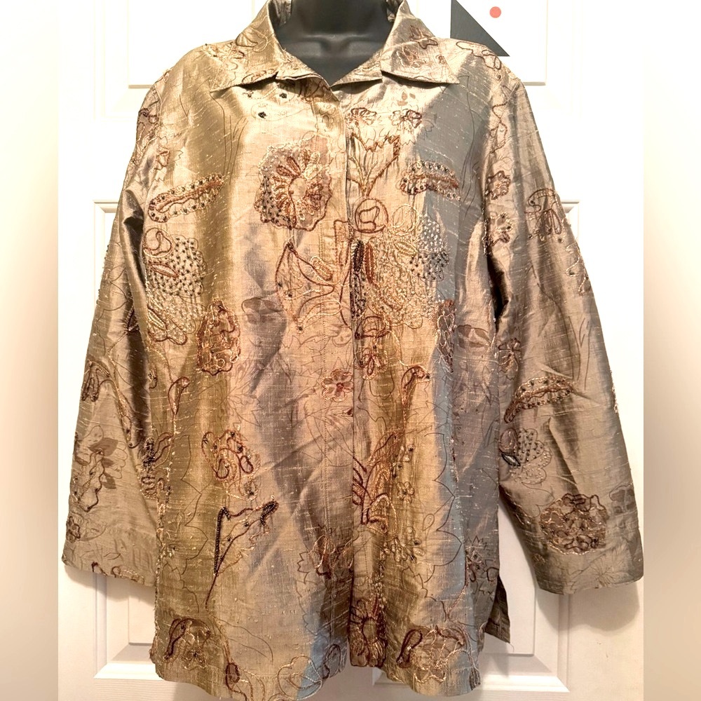 Chico's Design Silk Embroidered Jacket